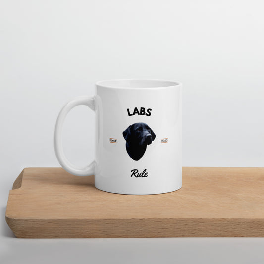 Black Labs - White Coffee Mug (Labs Rule)