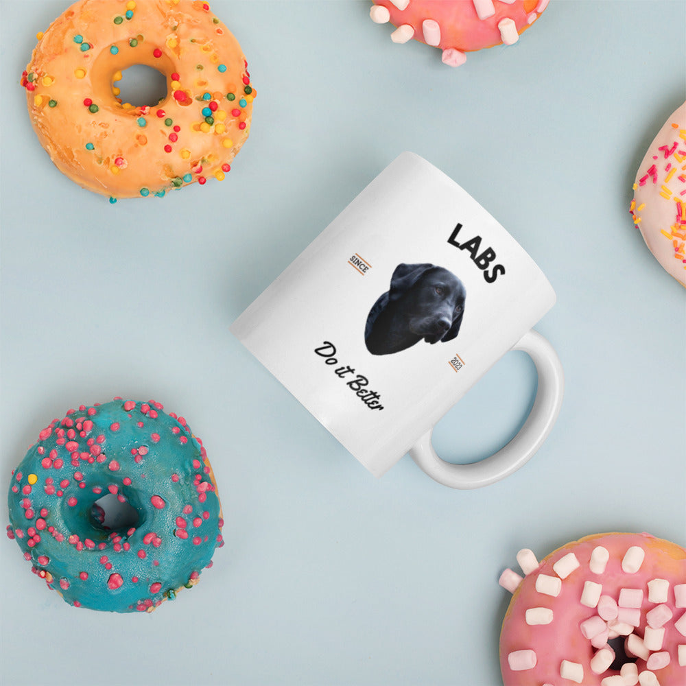 Black Labs - White Coffee Mug (Labs It Better)