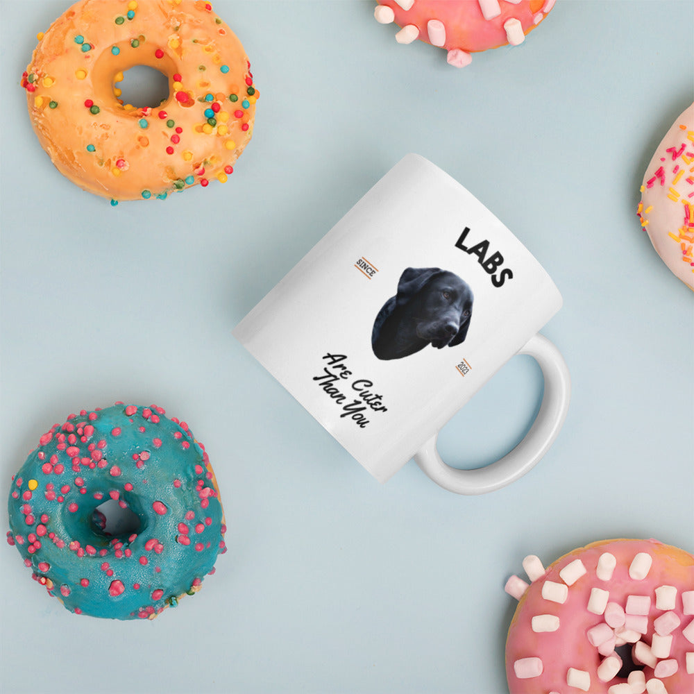 Black Labs - White Coffee Mug (Labs are Cuter Than You)