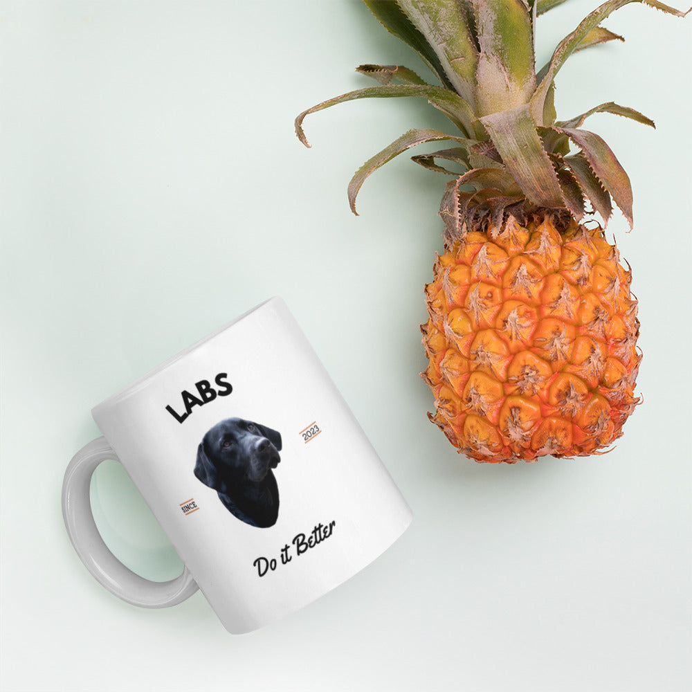 Black Labs - White Coffee Mug (Labs It Better)
