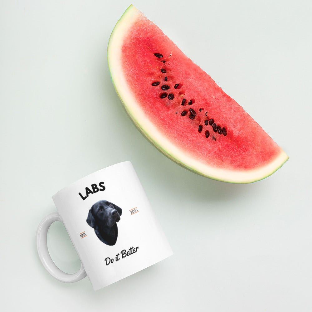 Black Labs - White Coffee Mug (Labs It Better)
