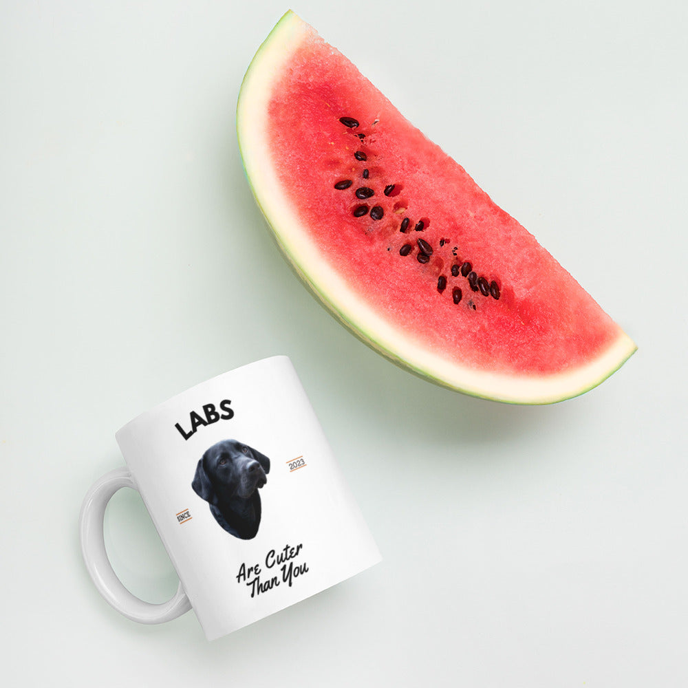 Black Labs - White Coffee Mug (Labs are Cuter Than You)
