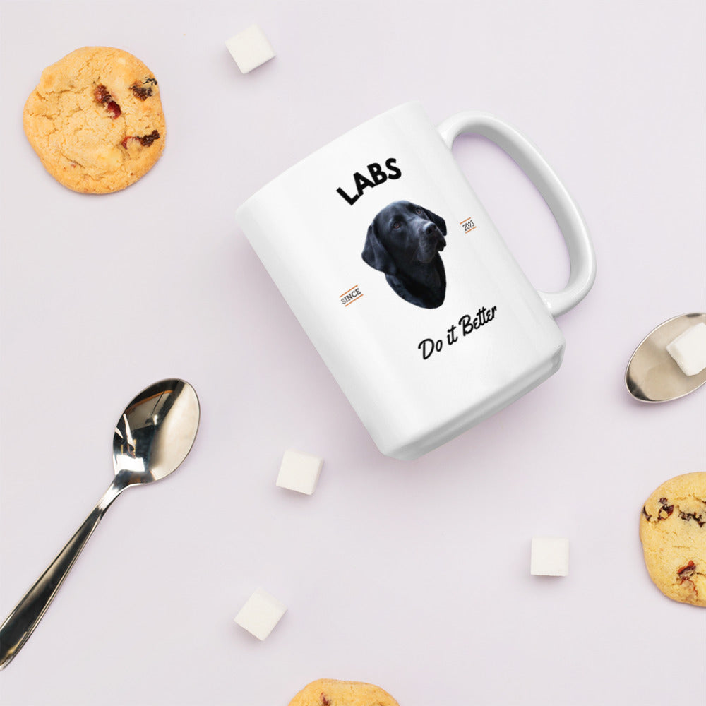Black Labs - White Coffee Mug (Labs It Better)