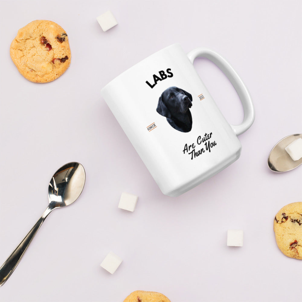 Black Labs - White Coffee Mug (Labs are Cuter Than You)