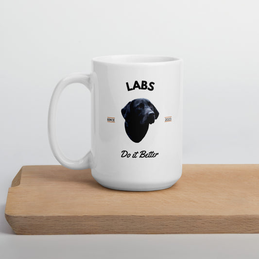 Black Labs - White Coffee Mug (Labs It Better)