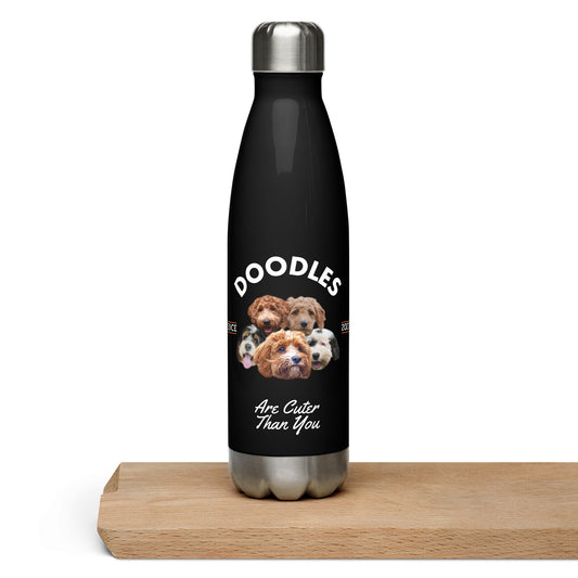 Doodles are Cuter than You - Black Water Bootle