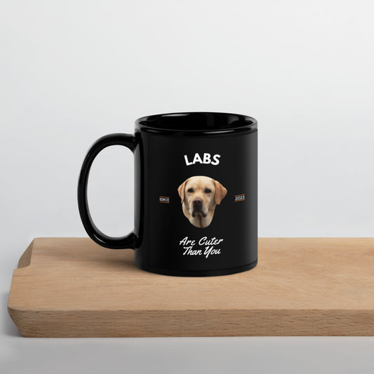 Yellow Labs - Black Coffee Mug (Labs Are Cuter Than You)