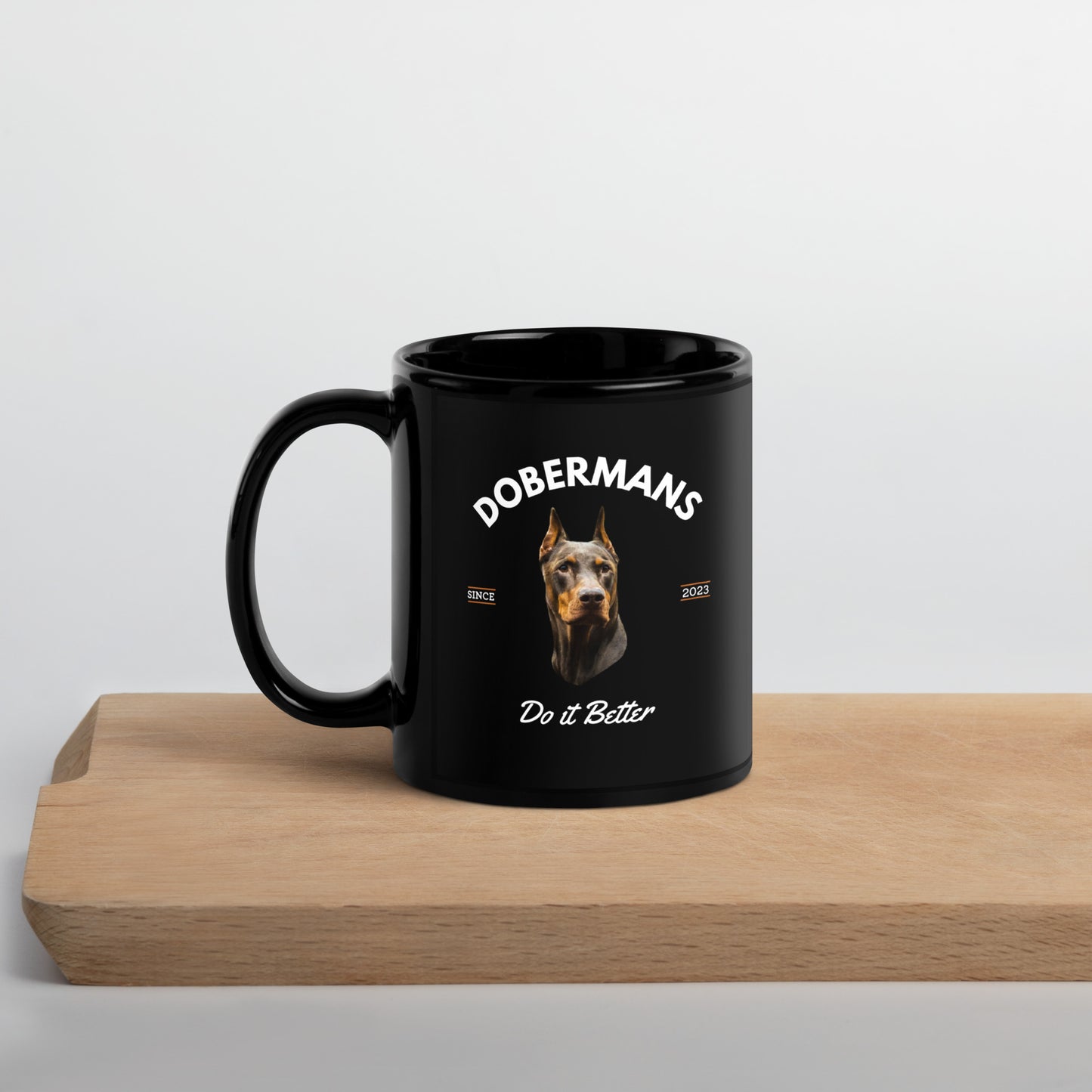 Red Dobermans - Black Coffee Mug (Dobermans Do It Better)