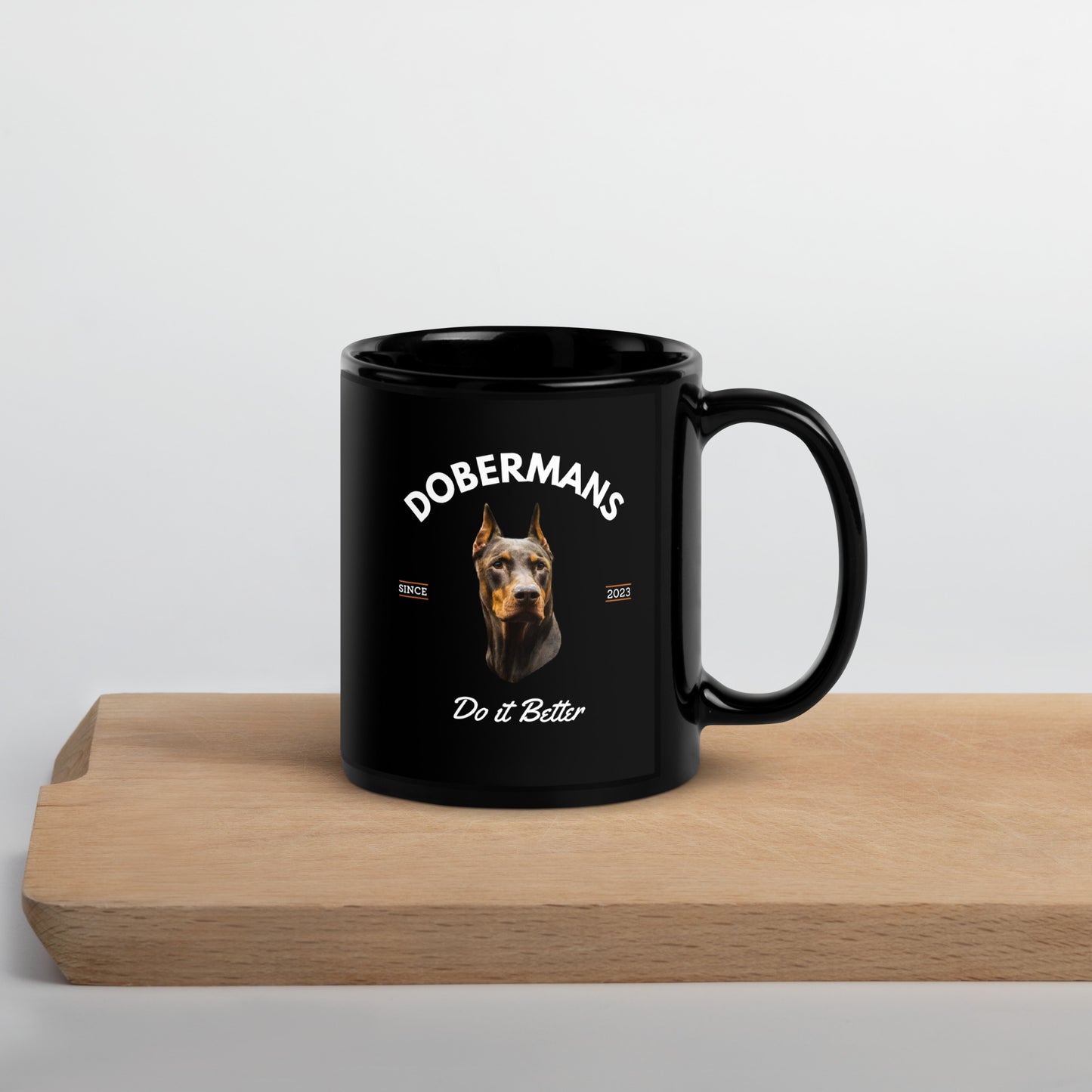 Red Dobermans - Black Coffee Mug (Dobermans Do It Better)