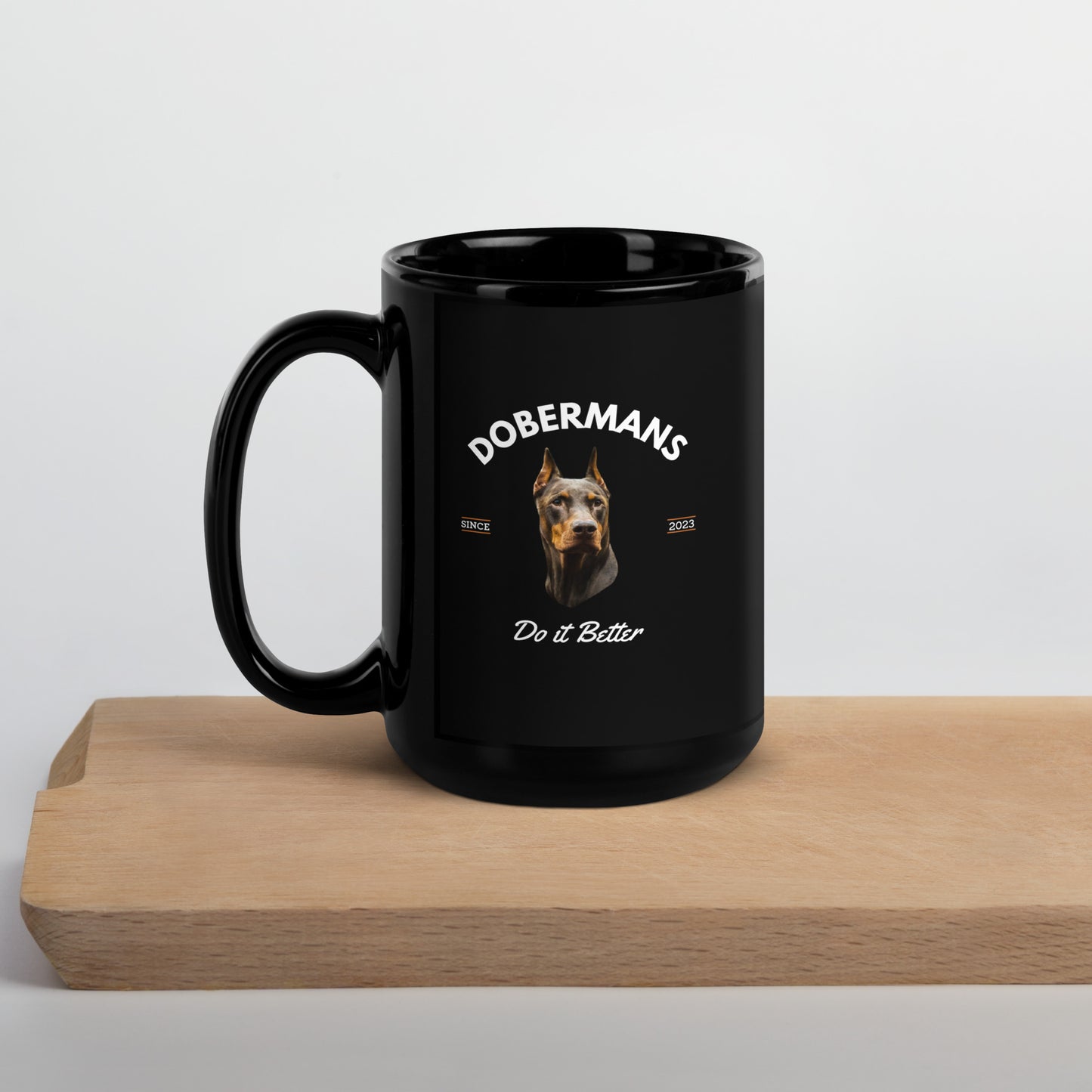Red Dobermans - Black Coffee Mug (Dobermans Do It Better)