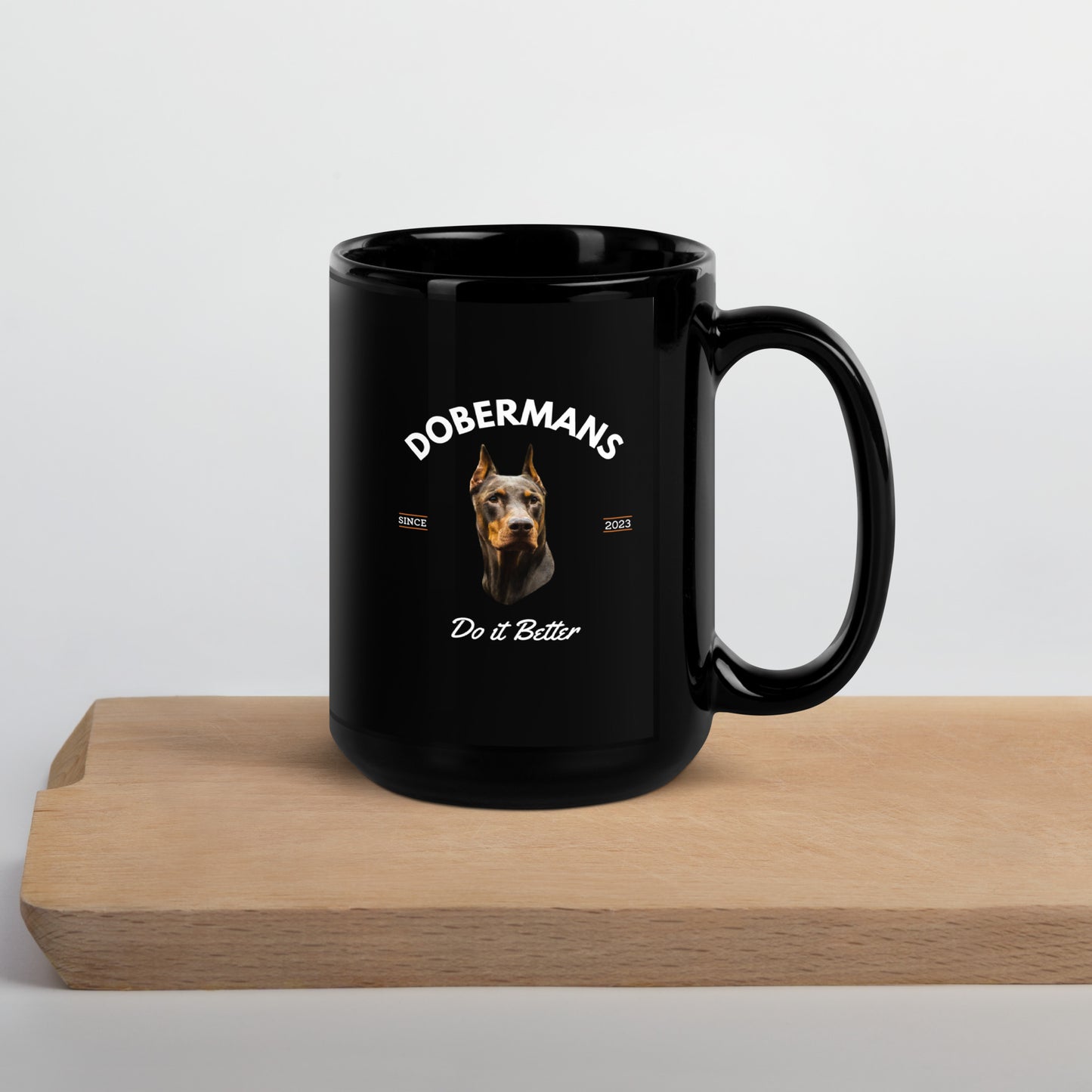 Red Dobermans - Black Coffee Mug (Dobermans Do It Better)