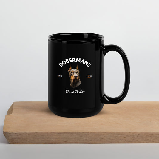 Red Dobermans - Black Coffee Mug (Dobermans Do It Better)