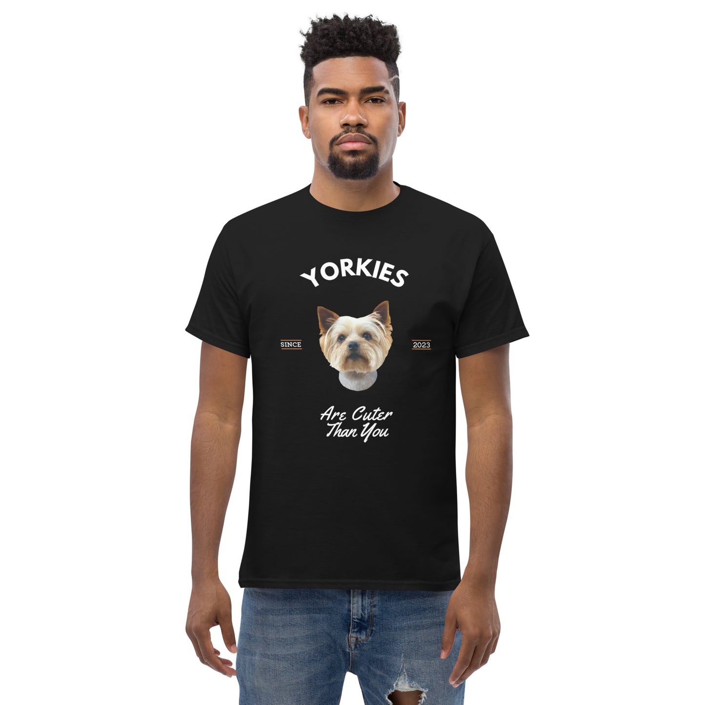 Yorkies - Black T Shirt (Yorkies Are Cuter Than You)