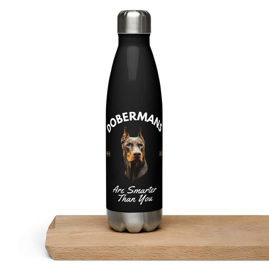Red Dobermans - Black Water Bottle (Dobermans Are Smarter Than You)