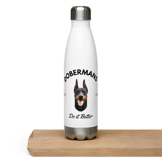 Dobermans - White Water Bottle (Dobermans Do It Better)