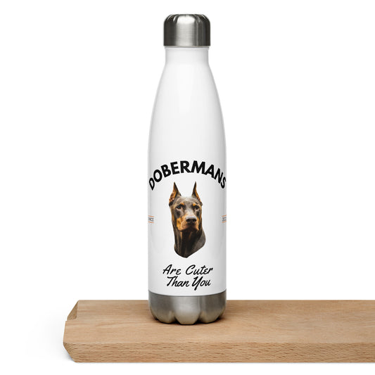 Red Dobermans - White Water Bottle (Dobermans Are Cuter Than You)