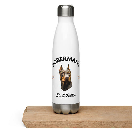 Red Dobermans - White Water Bottle (Dobermans Do It Better)