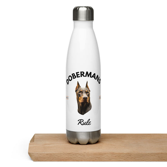 Red Dobermans - White Water Bottle (Dobermans Rule)