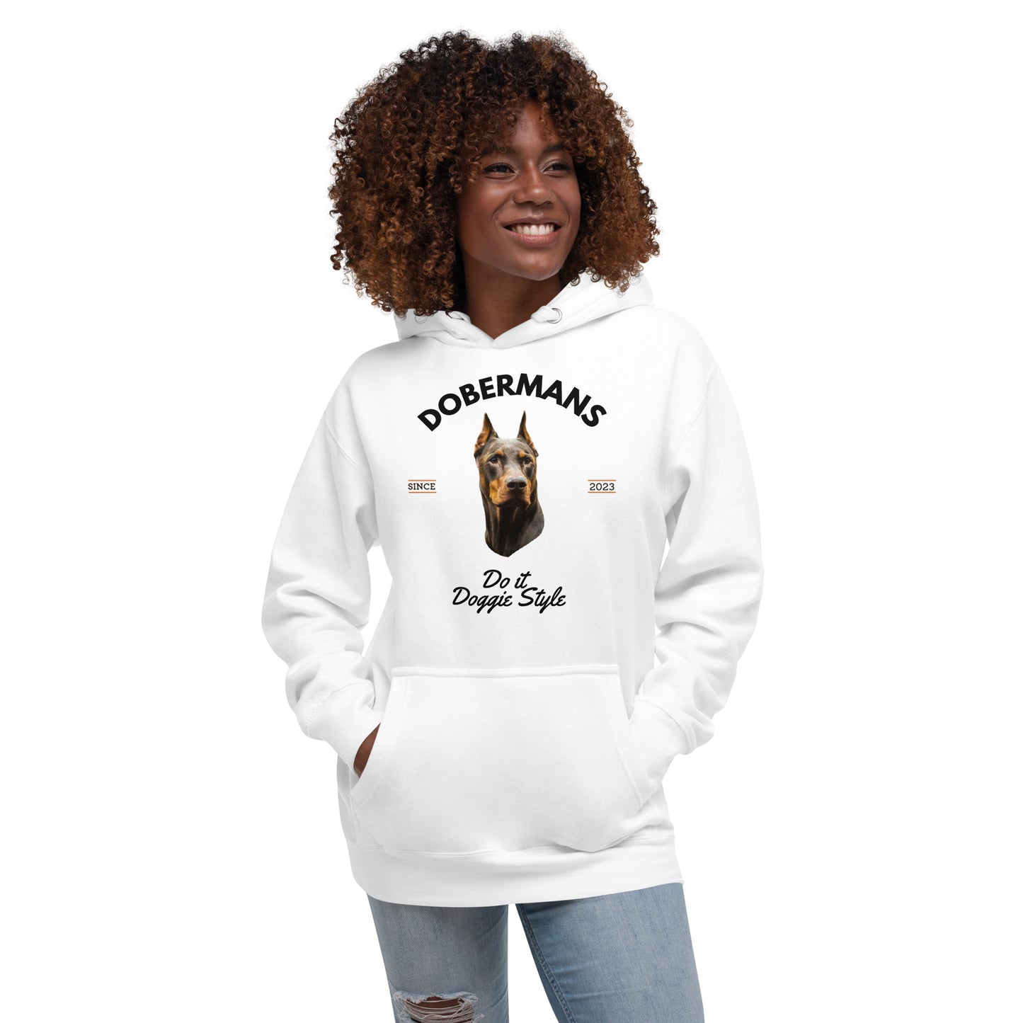 Red Dobermans - White Hoodie (Dobermans Do It Doggie Style)
