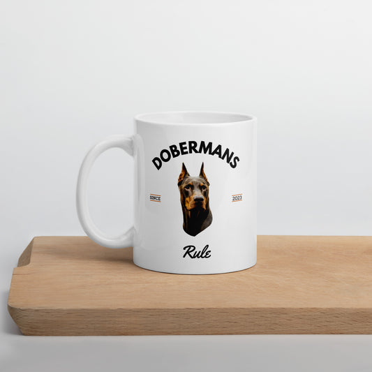 Red Dobermans - White Coffee Mug (Dobermans Rule)