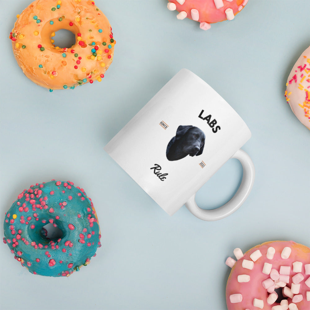 Black Labs - White Coffee Mug (Labs Rule)