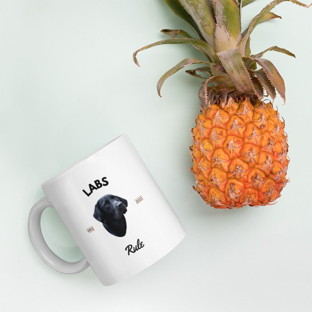 Black Labs - White Coffee Mug (Labs Rule)