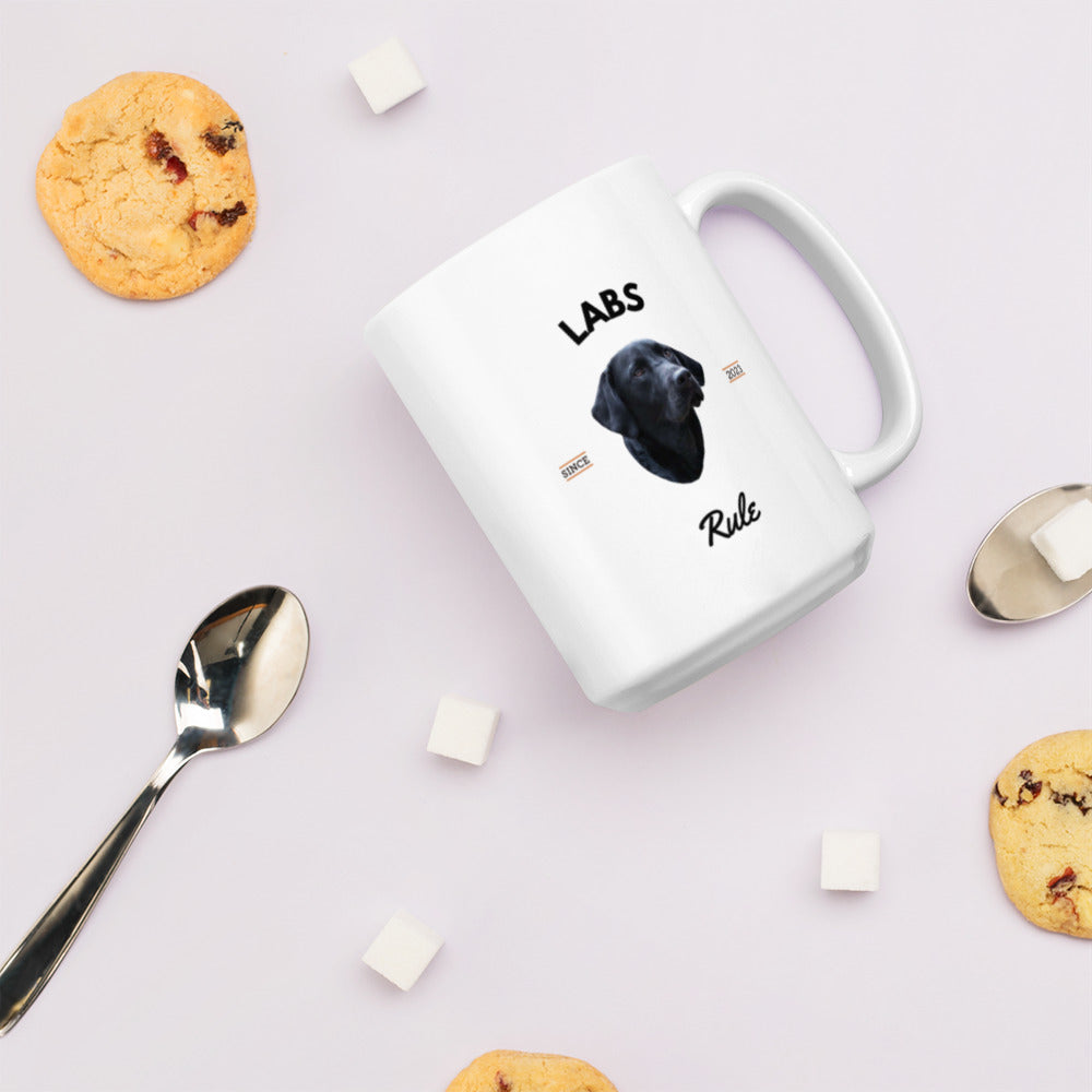 Black Labs - White Coffee Mug (Labs Rule)